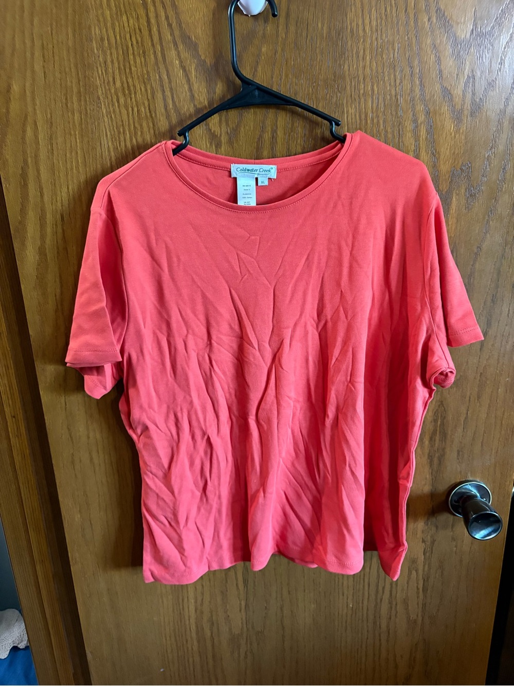 Coldwater Creek Coral Crewneck Short Sleeve Tee
